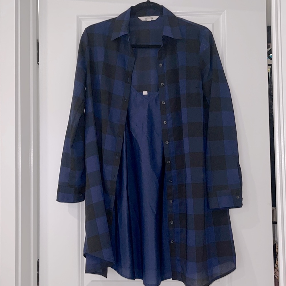 BB Dakota Plaid Shirt Dress with Slip